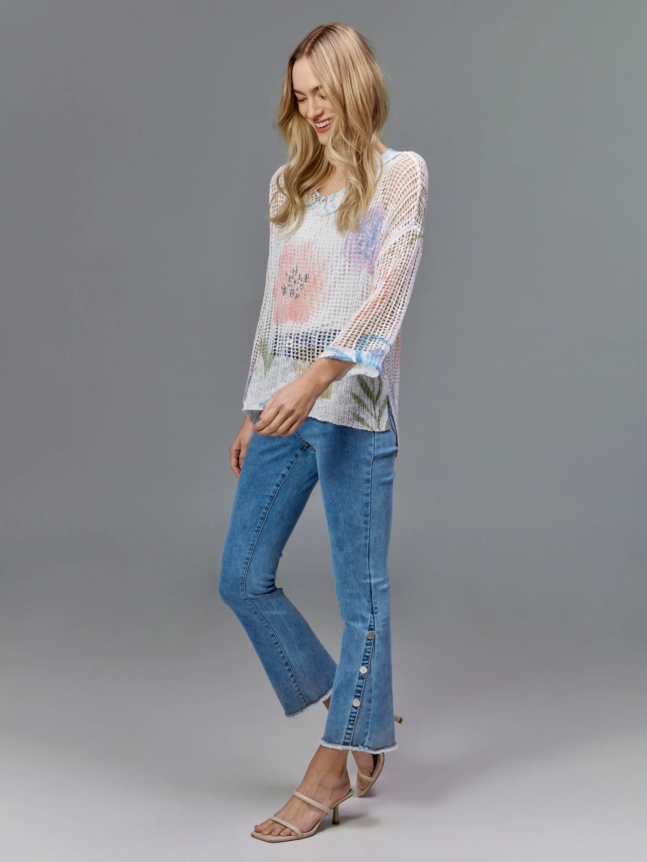 Bootcut Jeans with Side Snap Detail - Light Blue