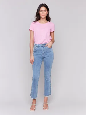 Bootcut Jeans with Side Snap Detail - Light Blue
