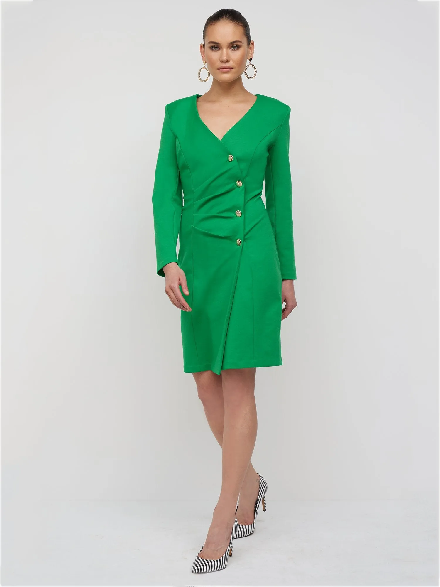 Button-Detail Blazer Sheath Dress - Superflex