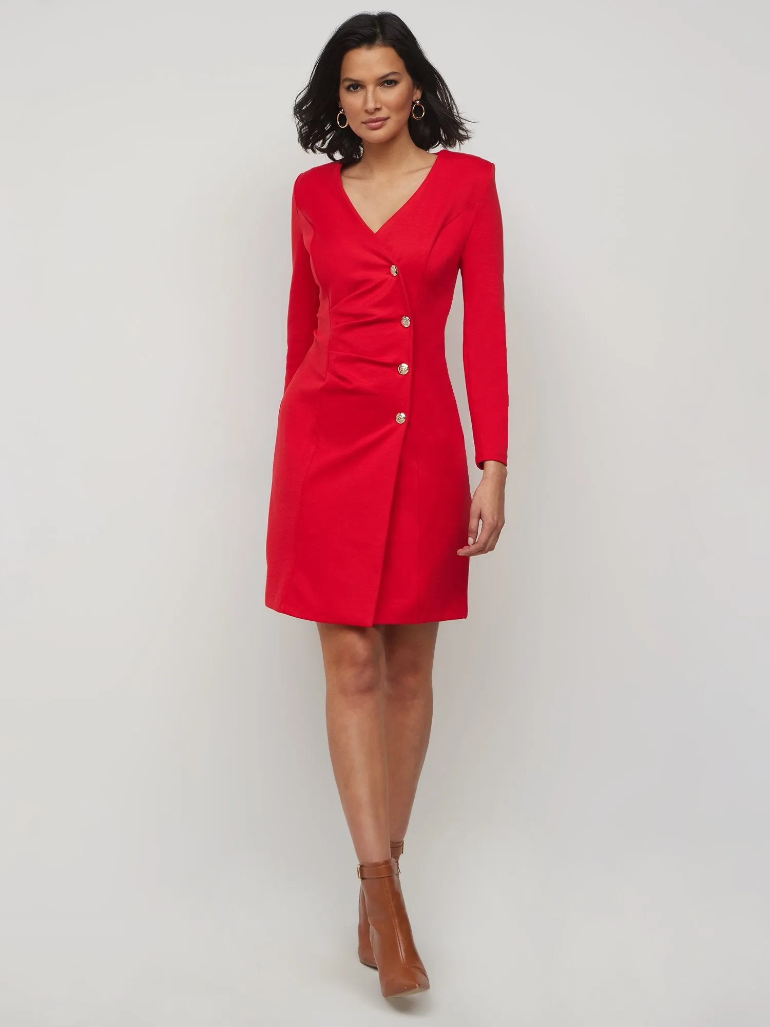 Button-Detail Blazer Sheath Dress - Superflex