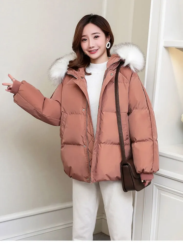 Hooded Fur Collar Loose Plus Size Zipper Cotton-padded Jacket Female Parkas Coats Winter Coat for Women Winter Jacket Women 2022