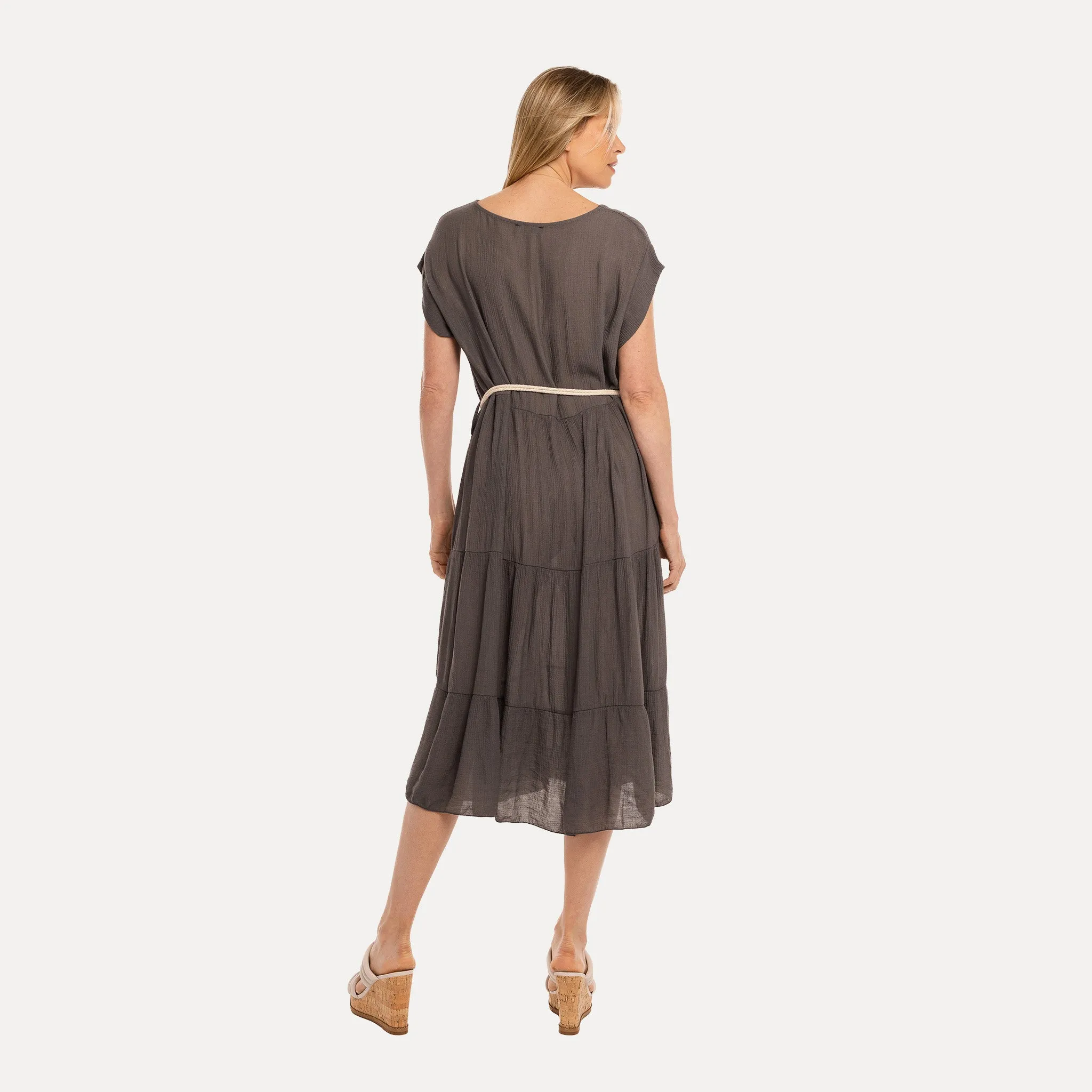 M Made in Italy  Women's Woven Short Sleeve Dress