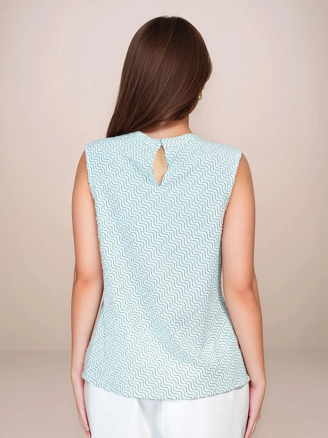 Mint Colored Abstract Relaxed Fit Top